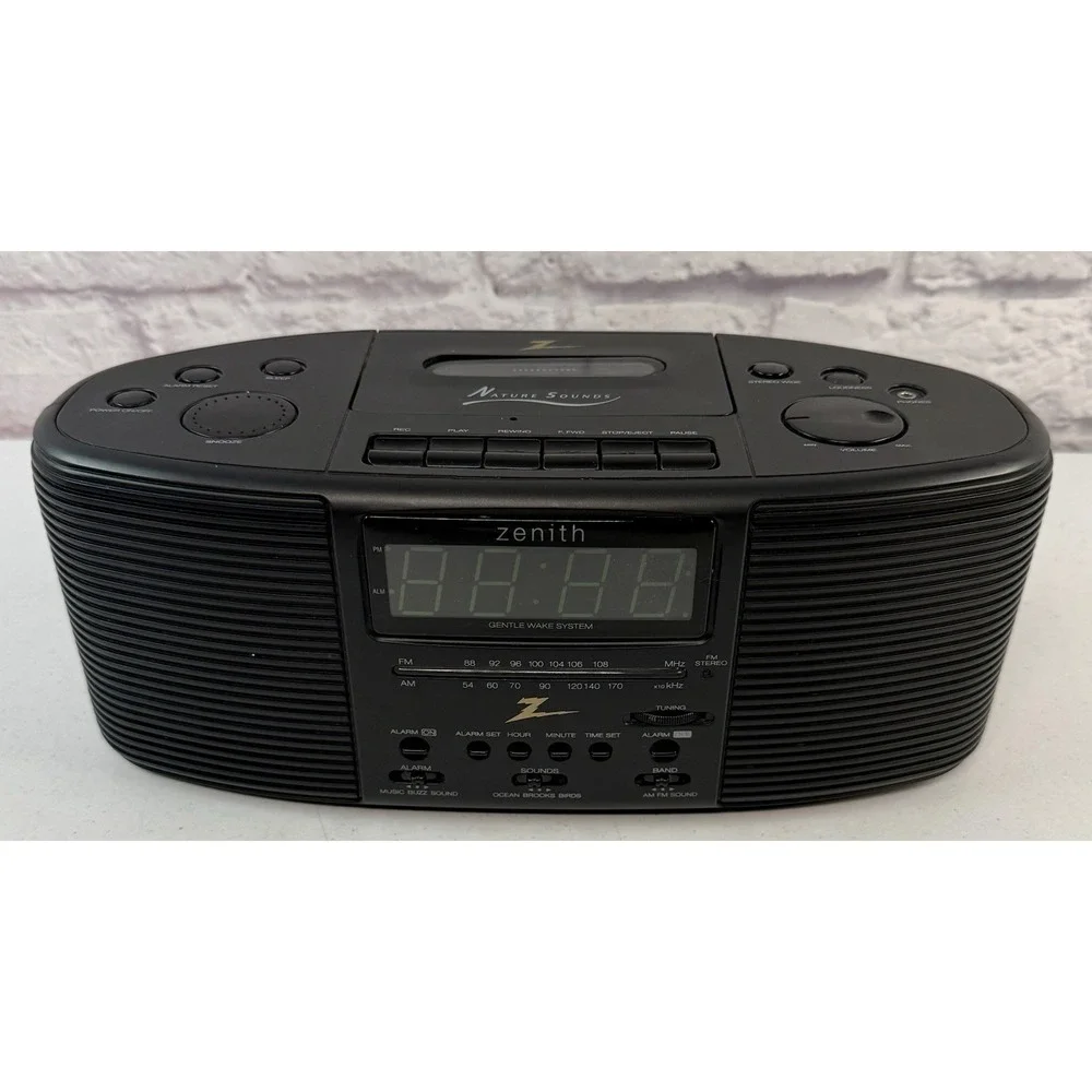 Vintage 90's Zenith Clock Radio w/ Cassette Player & Nature Sounds - Model Z321B